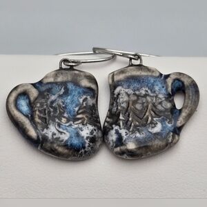 ✨2/$10✨ Handmade Mismatched Ceramic Mug Earrings Rustic Textured